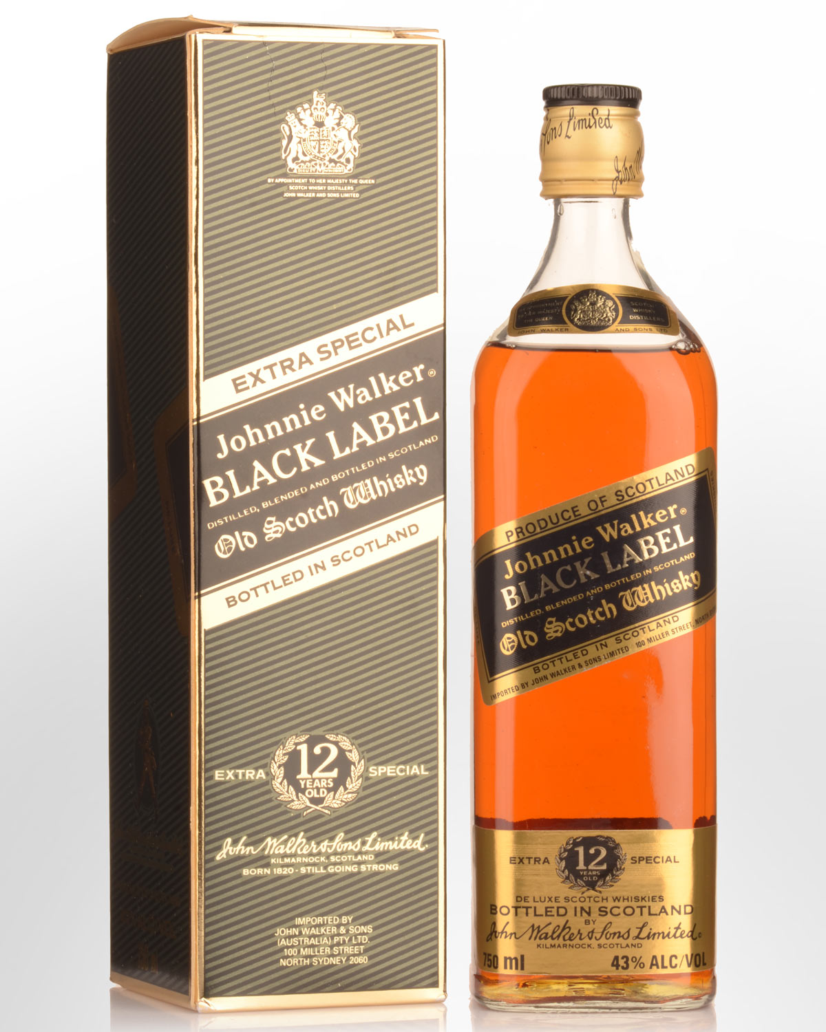 Johnnie Walker Black Label 12 Year Old Blended Scotch Whisky (750ml) - 1980s Bottling