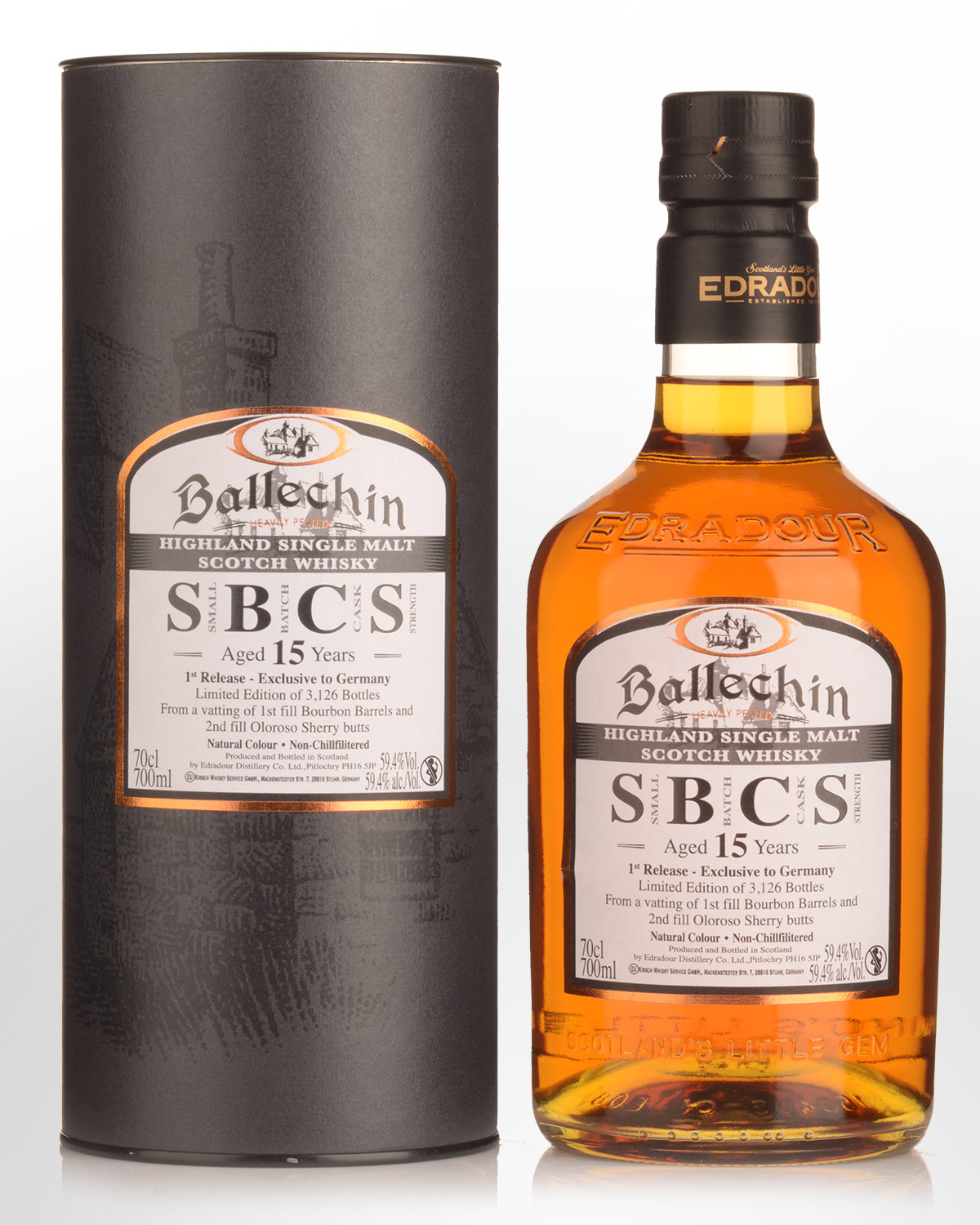 Edradour Ballechin Small Batch Cask Strength German Exclusive 15 Year Old Single Malt Scotch Whisky (700ml)