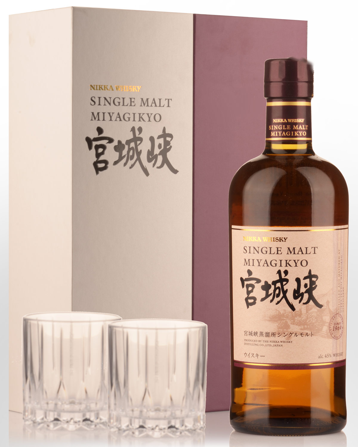 Nikka Miyagikyo Single Malt Japanese Whisky Gift Pack (700ml) - with two whisky tumblers