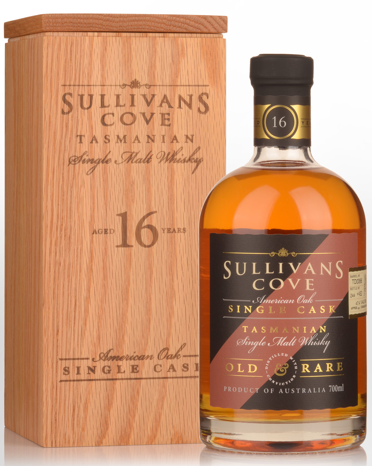 Sullivans Cove Single Cask TD0066 American Oak Second Fill 16 Year Old Single Malt Australian Whisky (700ml)