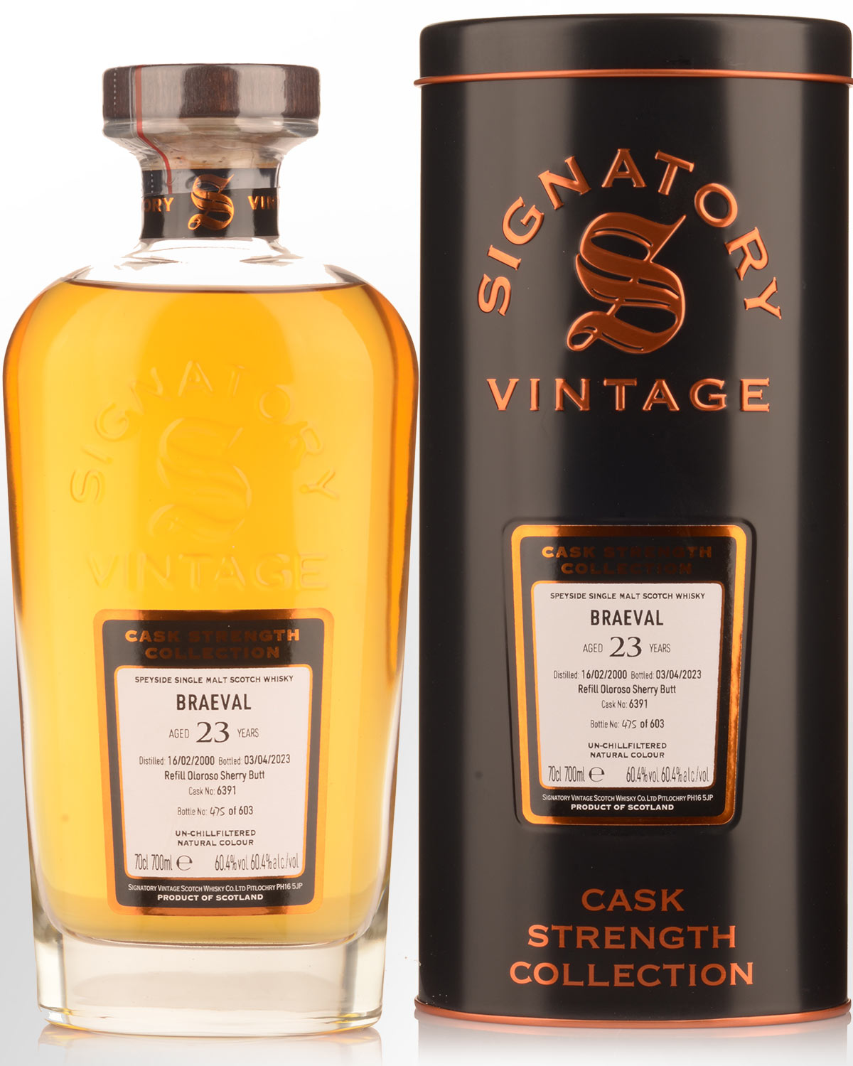2000 Signatory Vintage Braeval 23 Year Old Cask Strength Single Malt Scotch Whisky (700ml)
