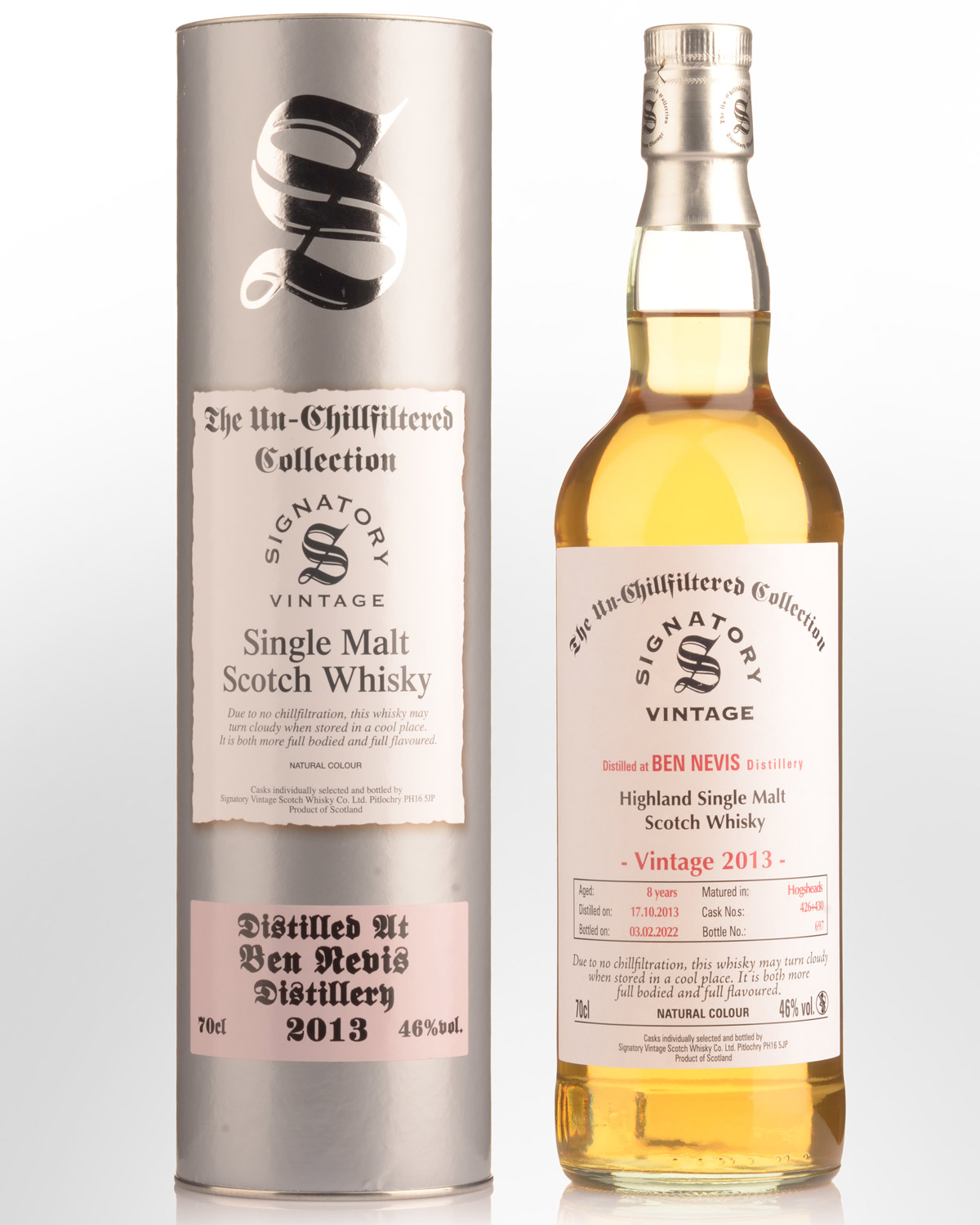 2013 Signatory Vintage The Un-Chillfiltered Collection Ben Nevis 8 Year Old Single Malt Scotch Whisky (700ml)