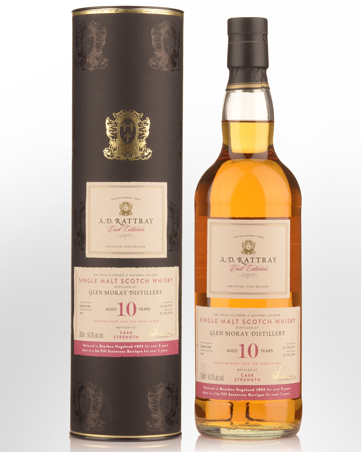 2013 A.D. Rattray Cask Collection Glen Moray 10 Year Old Cask Strength Single Malt Scotch Whisky (700ml)