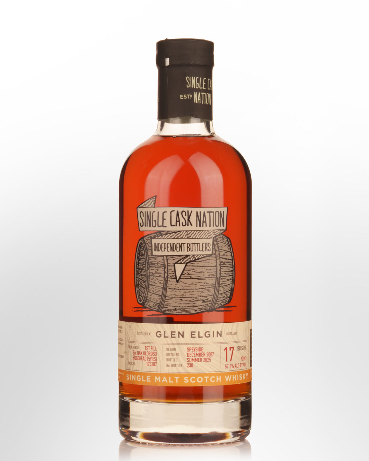 2007 Single Cask Nation Glen Elgin 17 Year Old Cask Strength Single Malt Scotch Whisky (700ml)