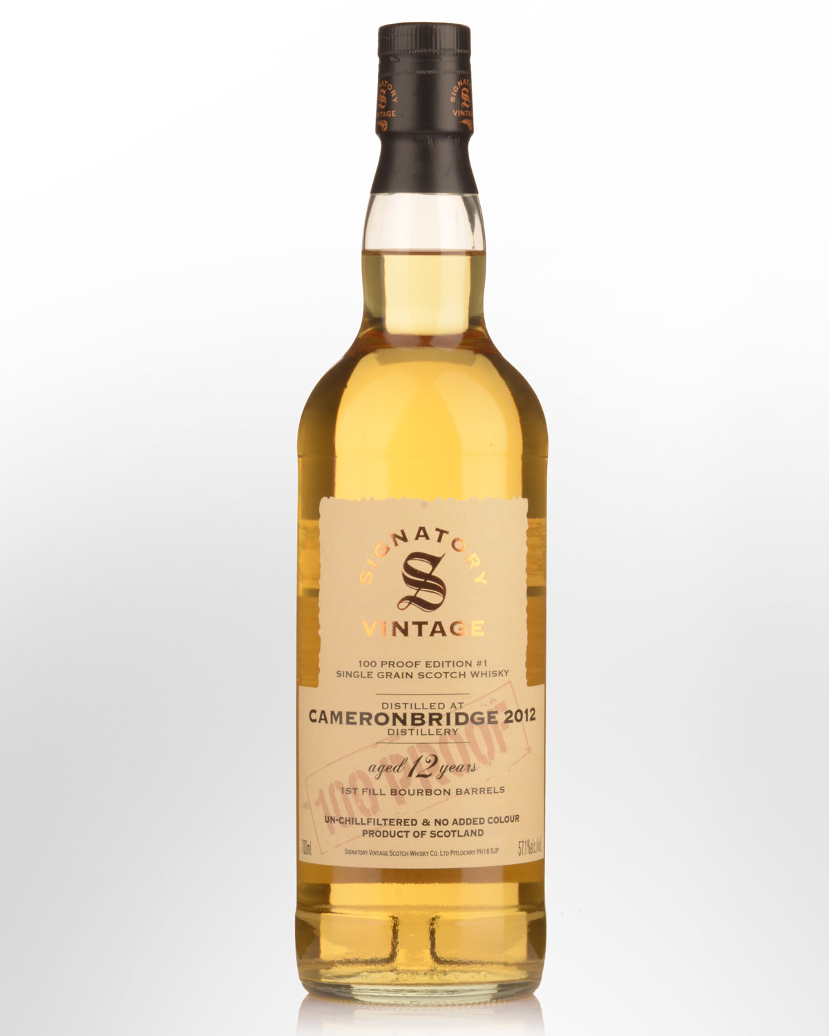 2012 Signatory Vintage Cameronbridge 12 Year Old 100 Proof Edition #1 Single Grain Scotch Whisky (700ml)