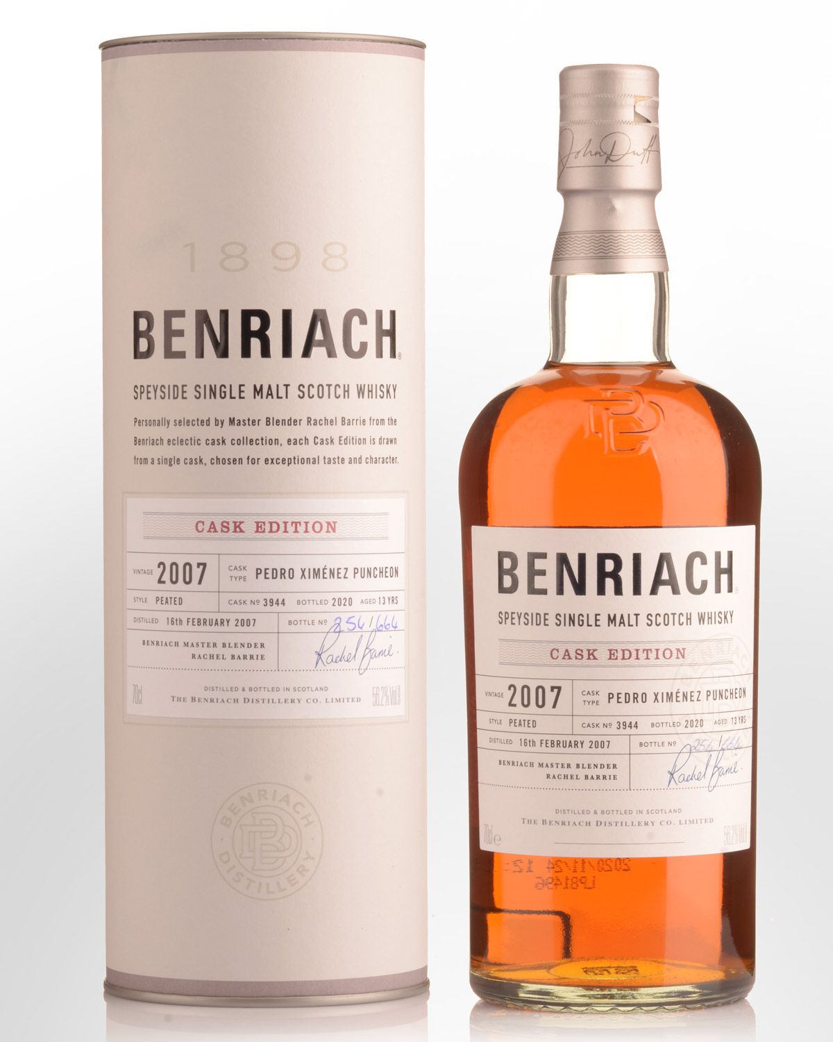 2007 Benriach Single Cask No3944 Peated Px 13 Year Old Cask Strength Single Malt Scotch Whisky 