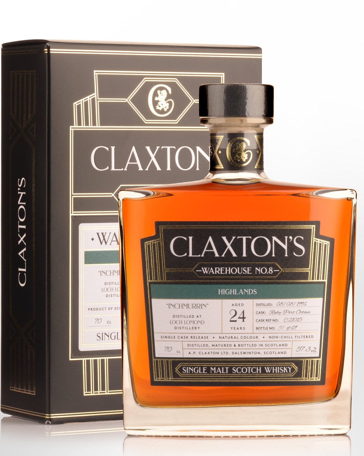 1996 Claxton's Warehouse No.8 Inchmurrin (Loch Lomond) 24 Year Old Cask Strength Single Malt Scotch Whisky (700ml)