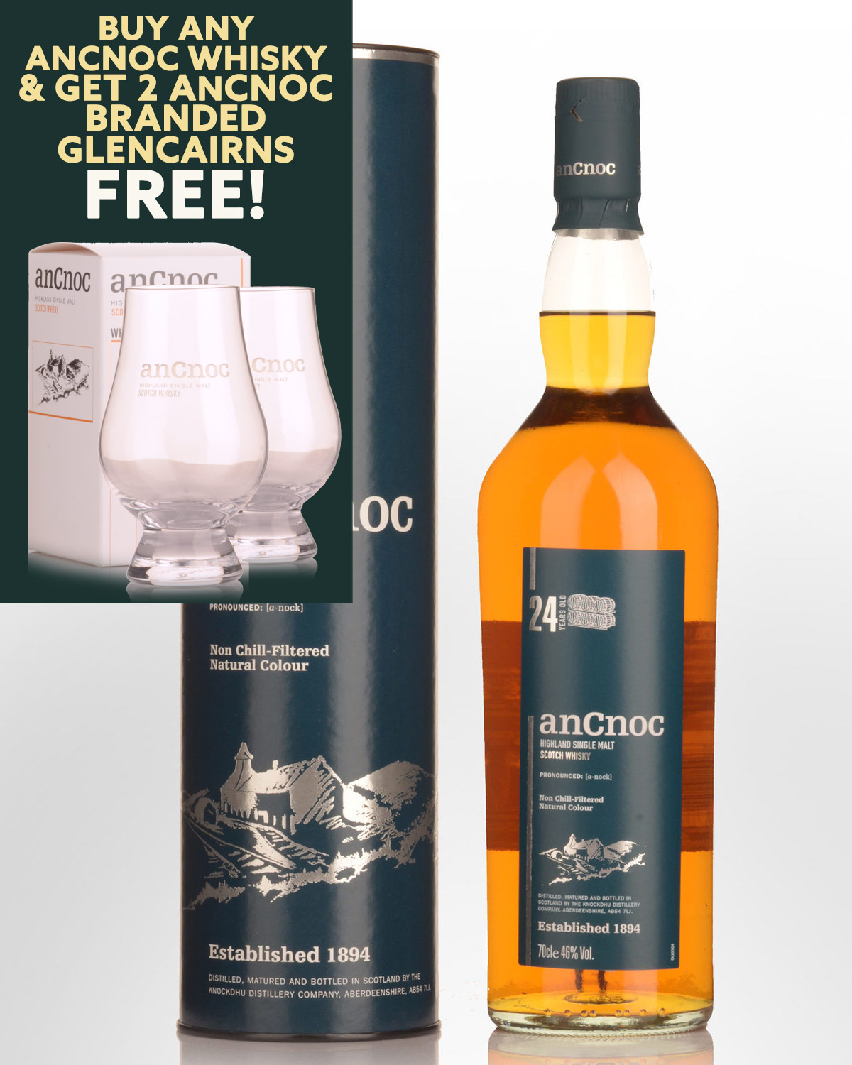 AnCnoc 24 Year Old Single Malt Scotch Whisky (700ml) | Nicks